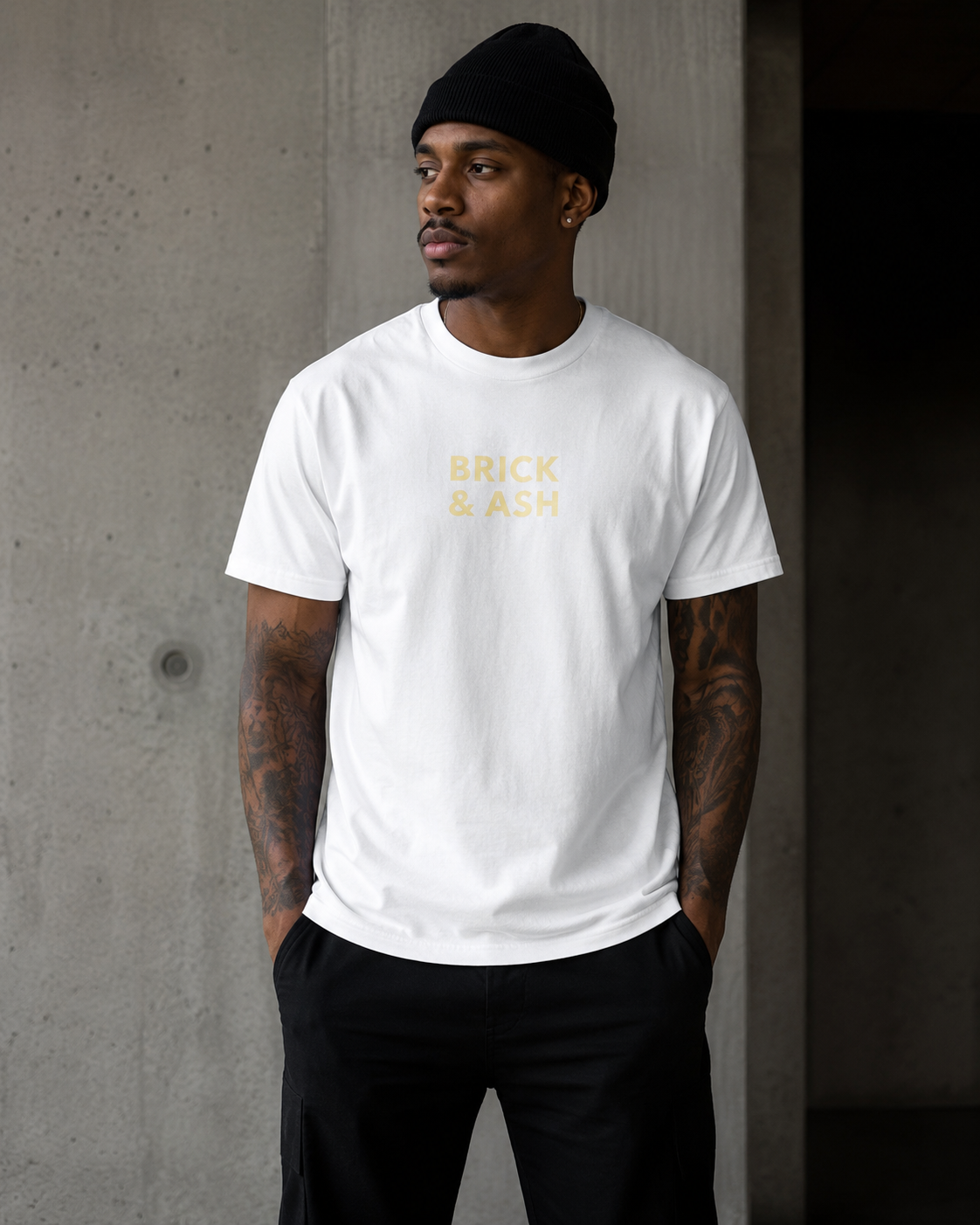 Brick & Ash Essential Tee in Chalk