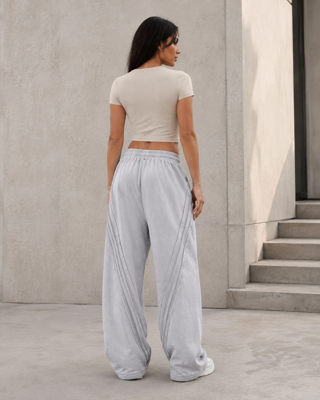 Brick & Ash Forged Wide-Leg Sweatpants in Graphite, lifestyle view