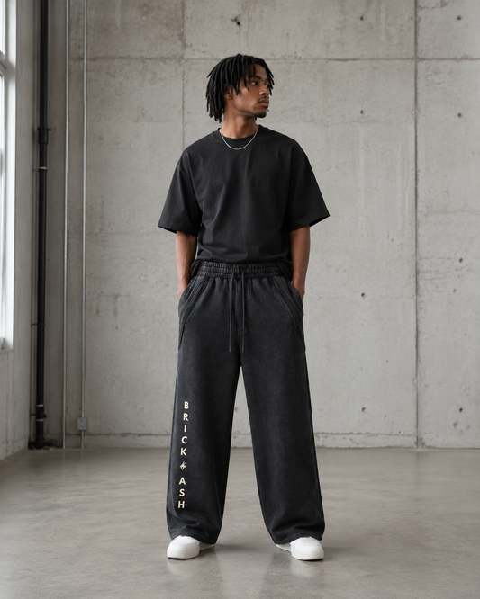 Brick & Ash Forged Wide-Leg Sweatpants in Obsidian, lifestyle view
