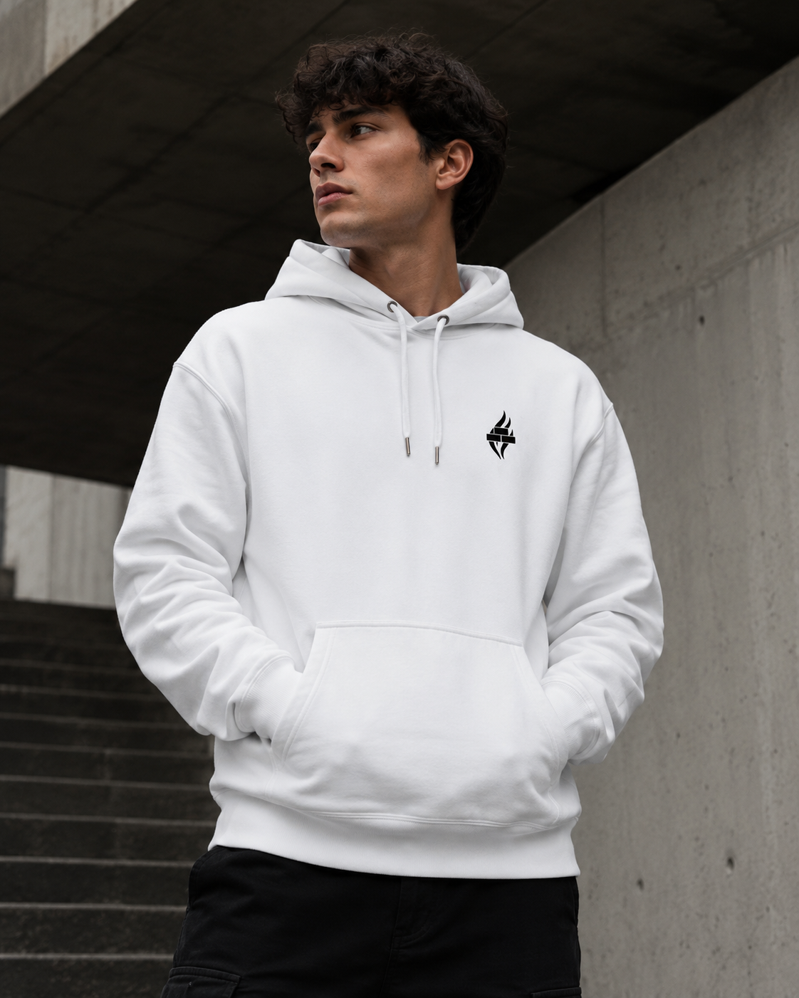 Brick & Ash Founders Hoodie in Chalk, front view
